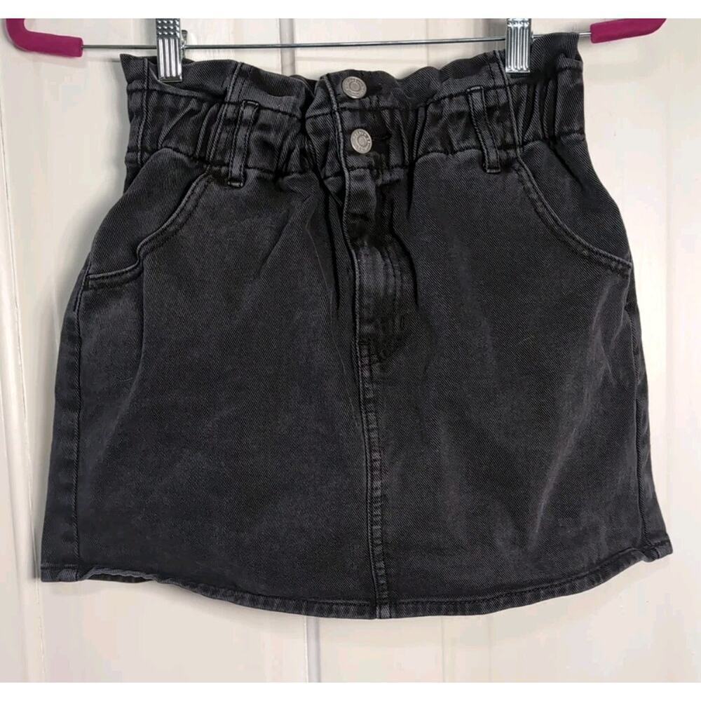 Pacsun Paperbag Denim Mini Skirt Faded Black A-line Women's S(892)